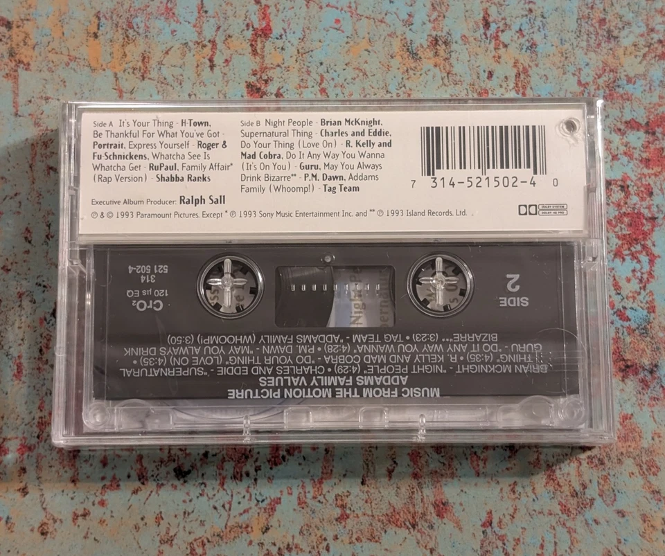 Addams Family Values Movie Soundtrack (1993 Cassette) 90s RuPaul - Rare Sealed - Image 2 of 4