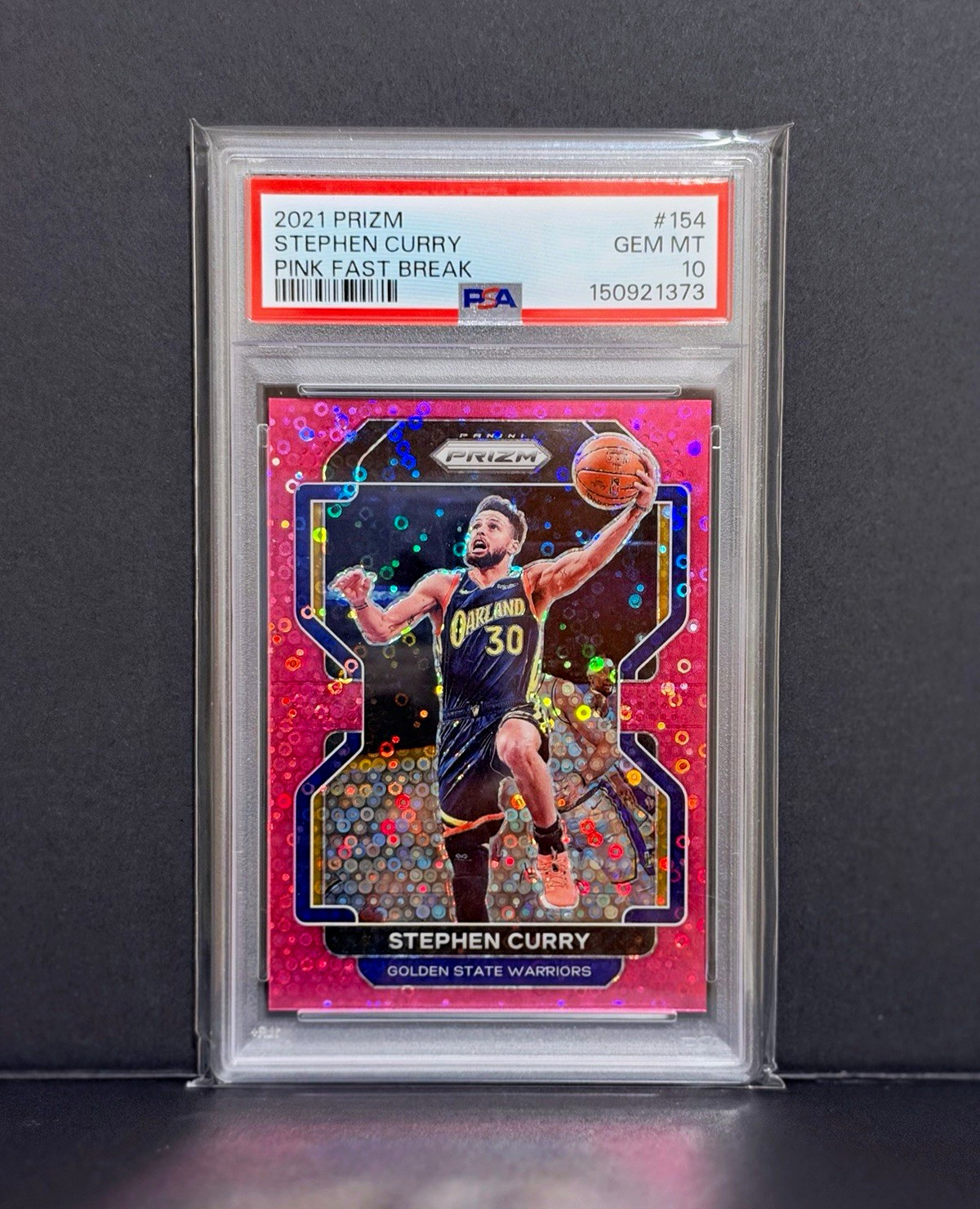 Panini Prizm 2021-22 Stephen Curry #154 Pink Fast Break Prizm /50 PSA 10