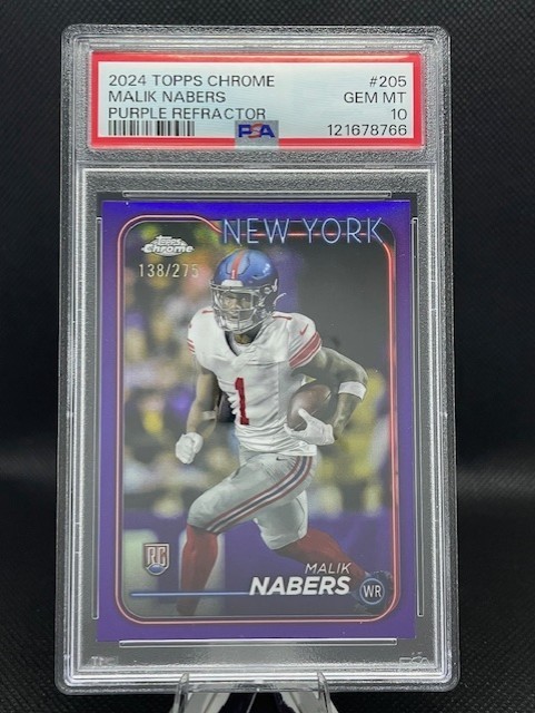 2024 Topps Chrome - Rookies Malik Nabers #205 Purple Refractor /275 (RC) PSA 10