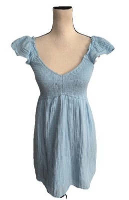 Hollister Dress Baby Blue Summer Beach Flutter Sleeves Womens Sz Small