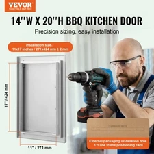 VEVOR BBQ Access Door, 14W x 20H Inch Single Outdoor Kitchen Door, Stainless Ste