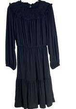 Ann Taylor Stretchy Soft Ruffle Collar Women’s Dress Designer XS Black NWT