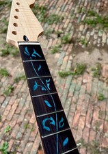 Cuello de guitarra eléctrica 22 trastes palo de rosa llama arce vid azul árbol de la vida satinado