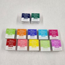 12 COLORS STAMPIN UP INK SPOTS Lot Mini Dye Ink Pad Cubes 2 New 10 Used