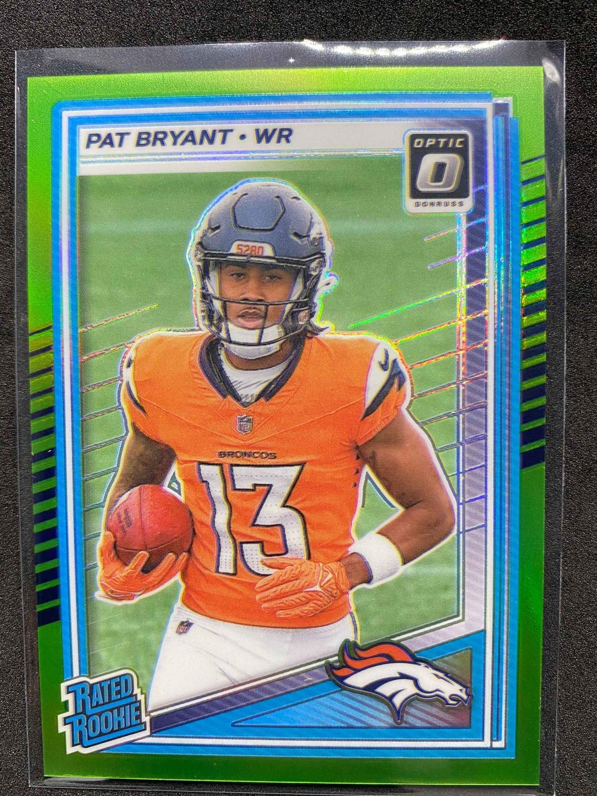 2025 Donruss Optic Pat Bryant Green Prizm 11/50 Rated Rookie #215 Broncos