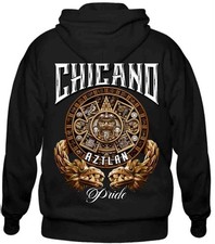 Chicano Aztec Calendar Heavyweight Pullover Hoodie Chicana Lowrider
