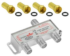 Répartiteur coupleur d'antenne TV, 3 sorties, Fiche F inclue - 100dB, 5-2450 MHz