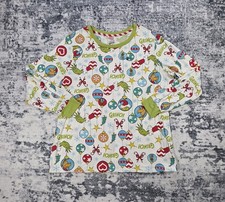 The Grinch Kids Christmas Pajama Top Shirt L 12-14 White Long Sleeve Dr. Seuss