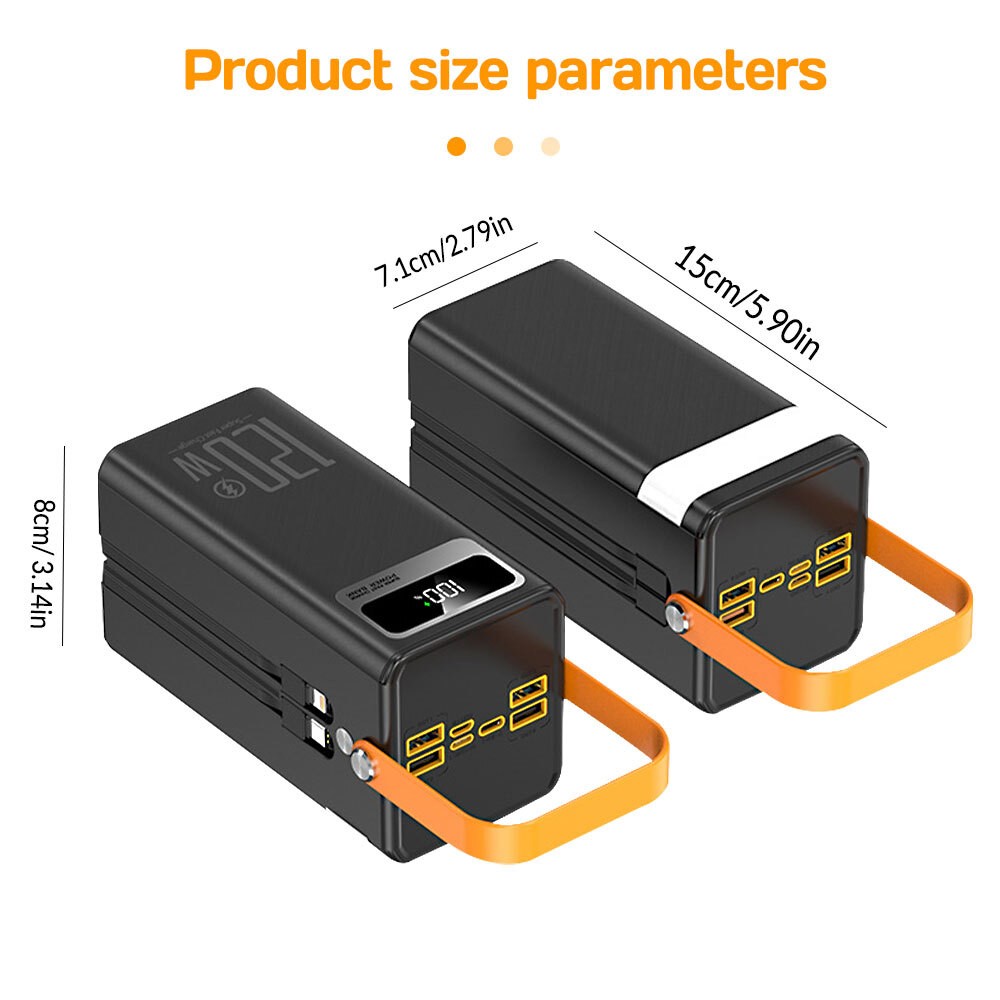Portable 70000mAh 120W Power Bank Large Capacity External Battery Fast Charging