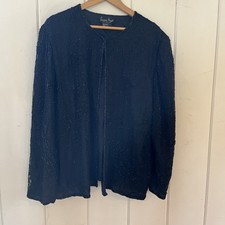 Laurence Kazar Womens Silk Beaded Jacket Sz 2X Event Evening Cocktail Black XXL