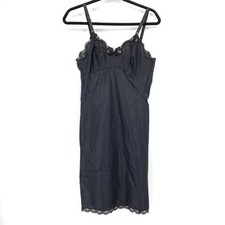 Vintage 60s Sears Non Cling Lingerie Slip Dress Womens Size 36 Black Lace Trim