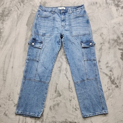 KanCan Jeans Womens 11/29 Blue Aaliyah High Rise Slim Straight Leg Cargo Ankle