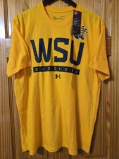 Wichita State Shockers Shirt Mens Large Yellow College Heat Gear Under Armour