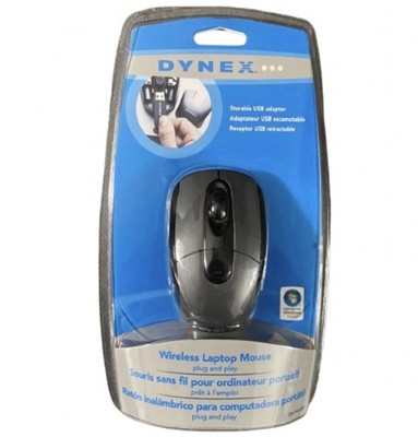 Dynex Optical Mouse DX-PWLMSE Wired Standard Black Storable USB NEW, SEALED
