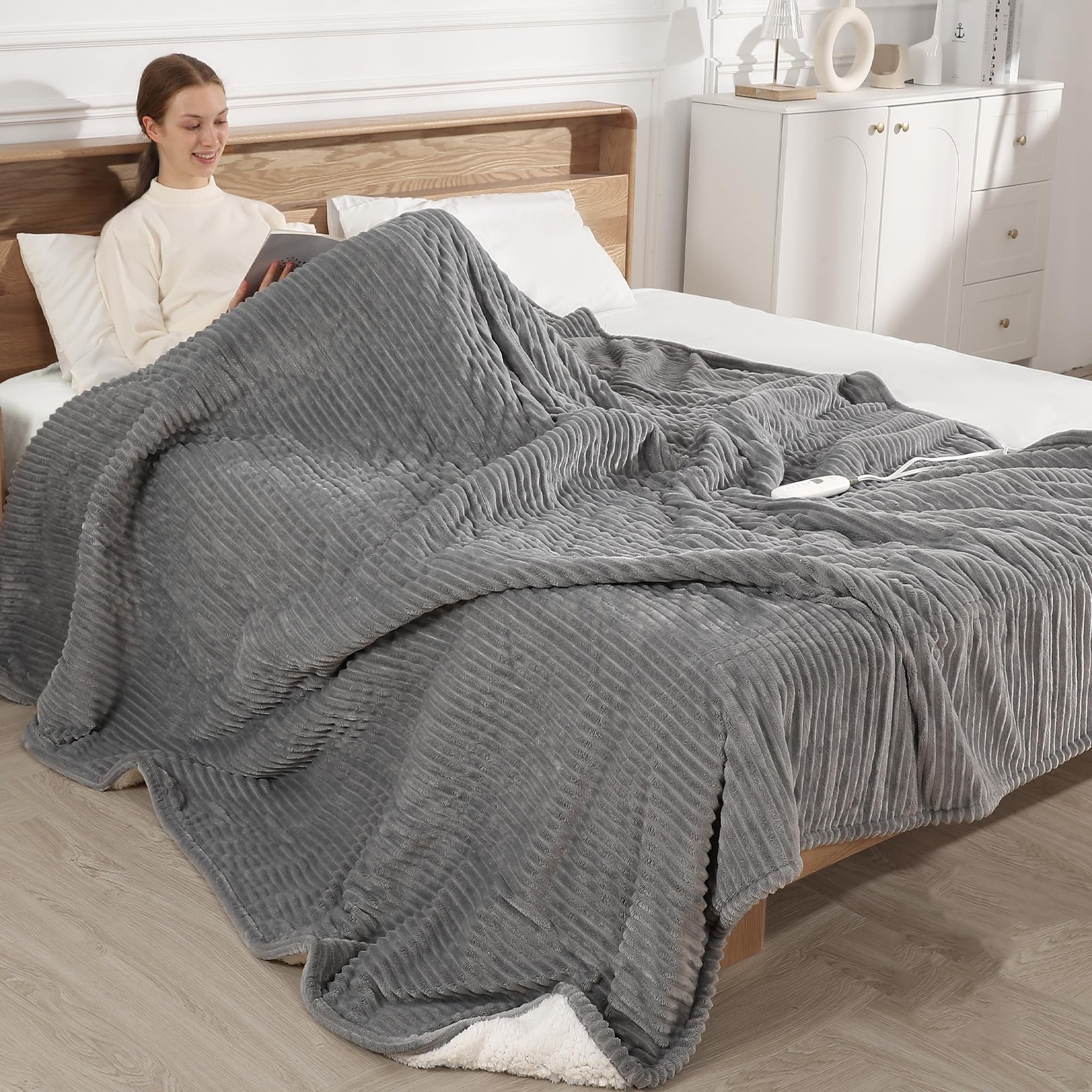 Electric Blanket King Size, Electric Heated Blanket with Dua
