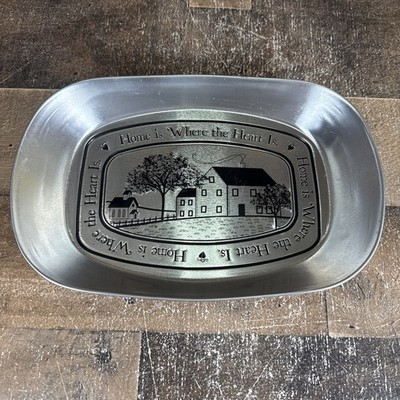 Home is Where the Heart Is Bread Plate / Plater / Dish Silver Black Tin DDJ