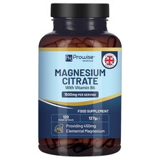 Magnesium Citrate Capsules 1500mg with Vitamin B6 | 120 Vegan Tablets 0.05 per thousand milligrams