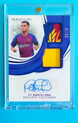 2018-19 Immaculate Barcelona Philippe Coutinho Sapphire DUAL Patch Auto 3/25