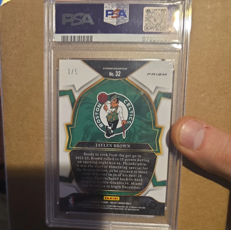 2022-23 Panini Select - Jaylen Brown NEON PURPLE PULSAR FOTL 1/5 PSA 10 - Image 2 of 4