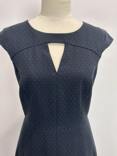 Portmans Status Womens Dress 8 Navy Blue Mini Polka Dots Pencil Formal Business - Picture 2 of 13
