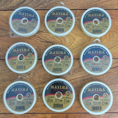 MAXIMA Chameleon Nylon Fishing Monofilament Line Lot of 9 Spools 1lb to 25lb