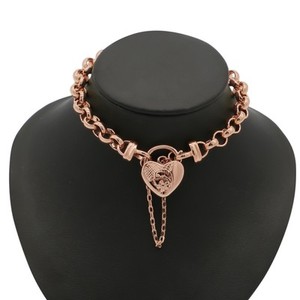 Authentic 18ct Heavy Rose Gold Plated 6mm Belcher Chain Bracelet with a Vegas Heart Loc...