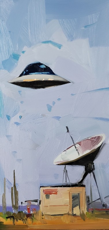 Space Ship Canvas PRINT 12x24 of Oil Painting by Artist Jose Trujillo