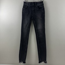 We The Free: Free People Jeans Size 25 Faded Black Straight Leg Raw Hems