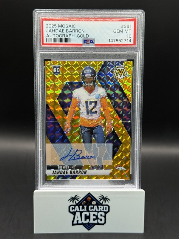 2025 Mosaic Jahdae Barron Rookie Auto Gold /10 PSA 10 🔥 RC Broncos POP 1!