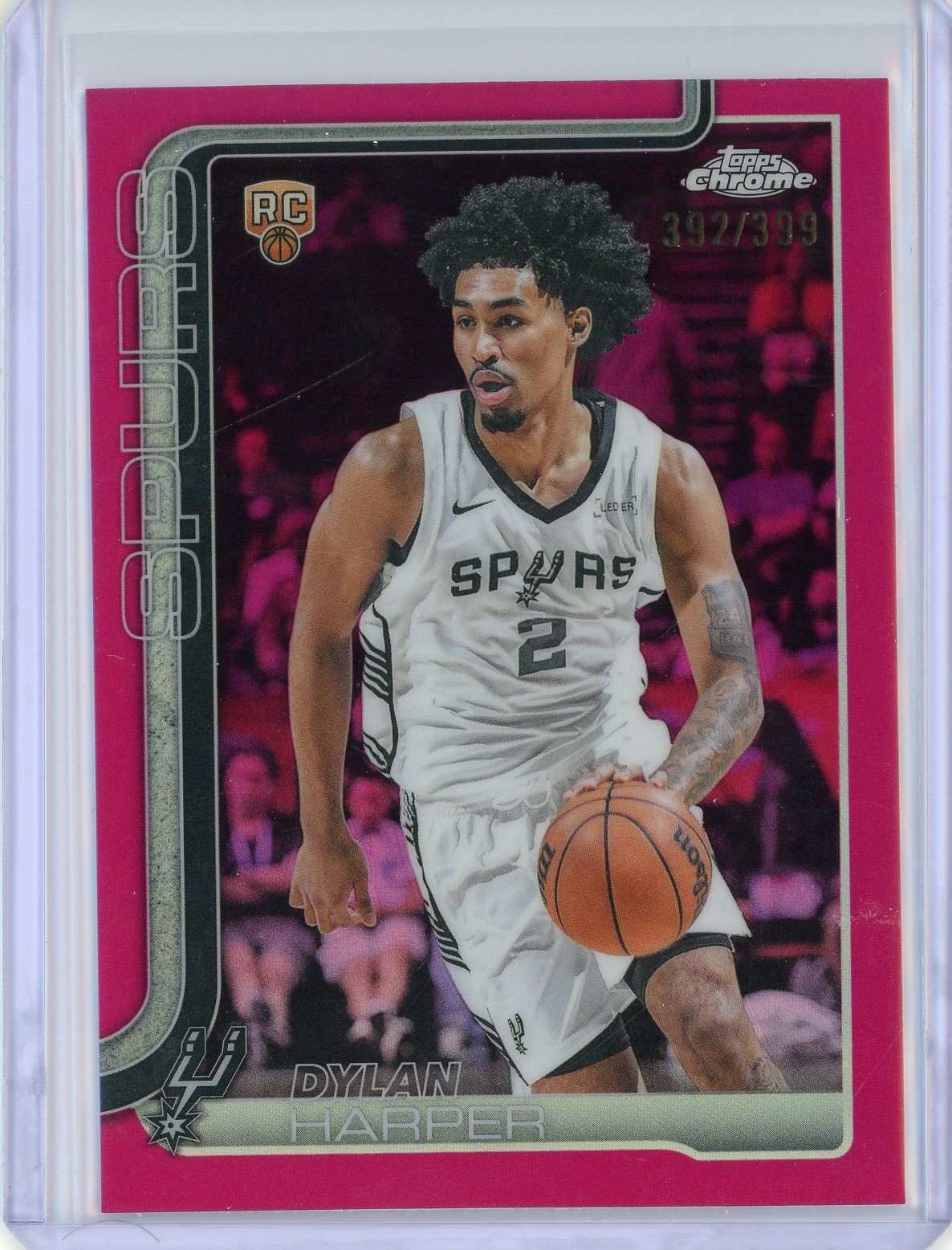 2025 Topps Chrome Dylan Harper Magenta Refractor Rookie /399 #252 Spurs RC