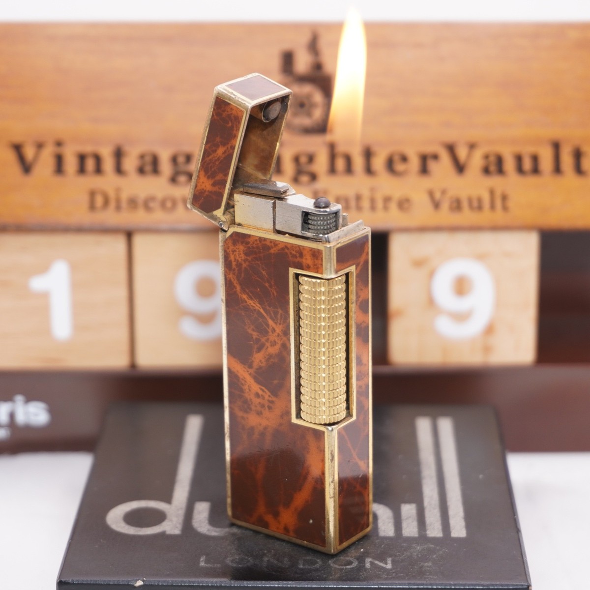 Dunhill Rollagas Lighter Laquer- Red Brown Shell _Ultrasonically