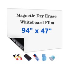 Magnetic Dry Erase Whiteboard Paper with Adhesive, 94" x 47" White Board Film...