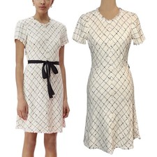 Rebecca Taylor Plaid Tweed Dress Size 4 Preppy Coquette Short Sleeve Career