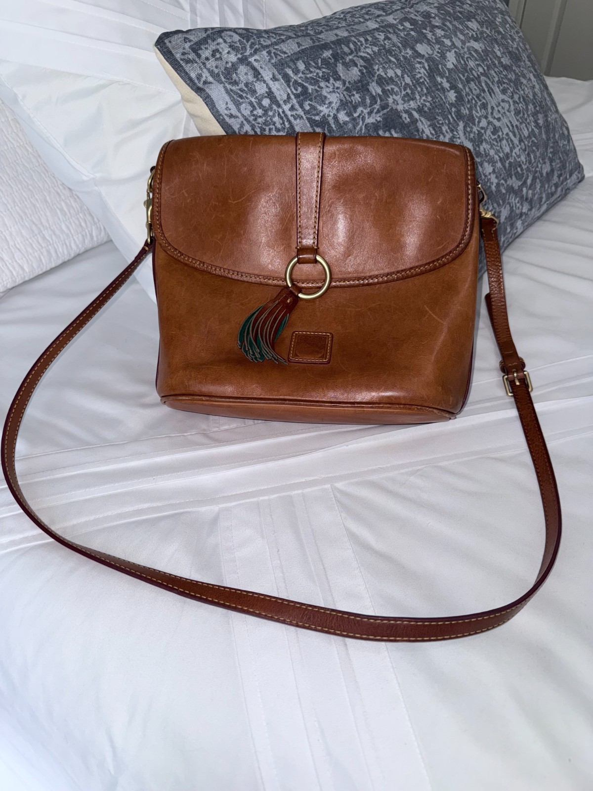 Dooney & Bourke Florentine Leather Large Dottie Crossbody Natural