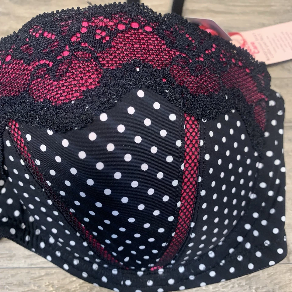 Sujetador Balconete La SENZA Perfectly Me Lunares Encaje Rosa Negro Nuevo con Etiquetas 32 D Foto 2 de 4