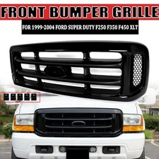 Gloss Black Front Bumper Grille For 1999-2004 Ford Super Duty F250 F350 F450 Xlt
