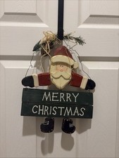 Merry Christmas Santa Clause Wooden Door Hanger Decor