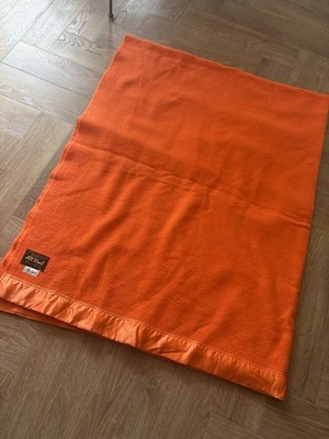 Große Vintage Wolldecke 70er Jahre Orange Top Zustand