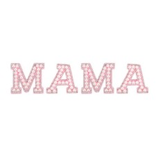 4 Pcs Iron on Decorative Pearl Rhinestone 1.8" Letter MAMA Patch, Pink