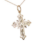 ESTATE VINTAGE SOLID 14K YELLOW GOLD DETAILED CROSS PENDANT 18" NECKLACE #8128 — photo 2