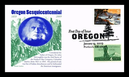DR JIM STAMPS US COVER OREGON STATEHOOD SESQUICENTENNIAL FDC COMBO PANDA CACHET