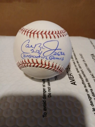 Cal Ripken Jr Autographed OML Baseball w/Consecutive Game Inscription JSA COA