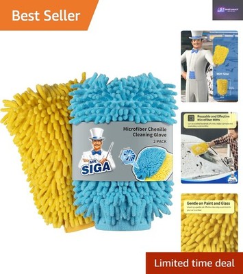 Mr.siga Mikrofaser Reinigungshandschuhe - 2er Pack mit elastischem Bündchen für Komfort