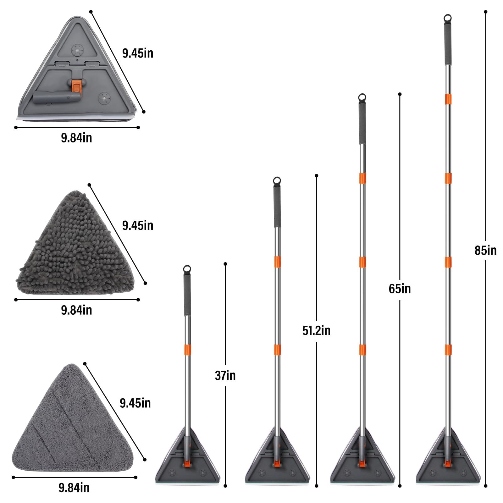 Wall mop Cleaner with 8 Replacement Pads,Wall Cleaning mop with Extension Pol...