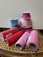 Lot Of 10 mesh and ribbon pink, red, blue craft wreaths hobby