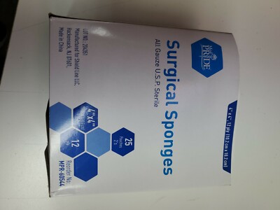 50 STERILE 12-PLY 4'' x 4'' Gauze Dressing Sponges Pads, 25  POUCHES of 2 Sponges