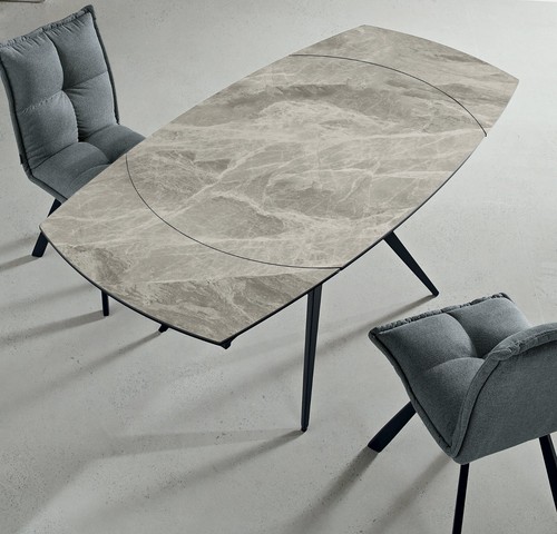 Tavolo da pranzo in marmo grigio allungabile design moderno CIC-595 - Picture 7 of 8