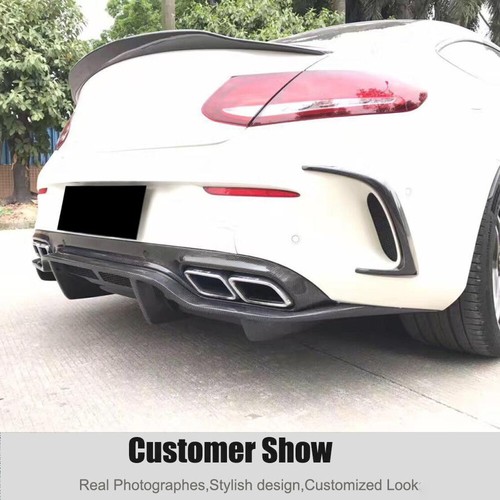 For Mercedes-Benz W205 C205 C63 Coupe 15-17 Real Carbon Rear Bumper Diffuser Lip - Picture 12 of 13
