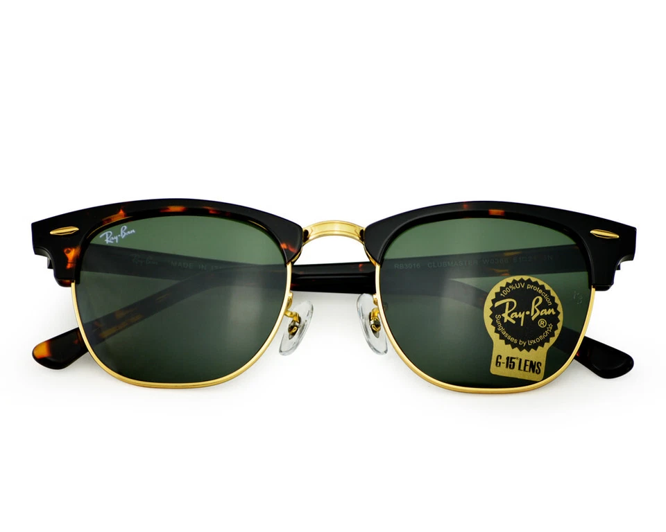 Очки солнцезащитные Ray-Ban RB3016 Clubmaster классическая черепаховая оправа зеленые линзы 51 мм - Изображение 4 из 4