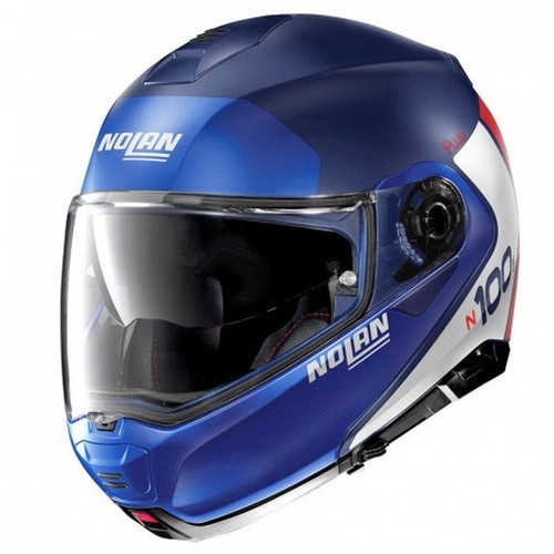 Casco moto apribile modulare nolan n100.5 distintive flat imperator blue |  eBay